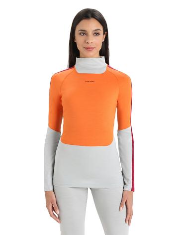 Base Layers Icebreaker Merino 200 Sonebula Long Sleeve High Neck Thermal Top Femme Orange Grise | FR 1856UZGT